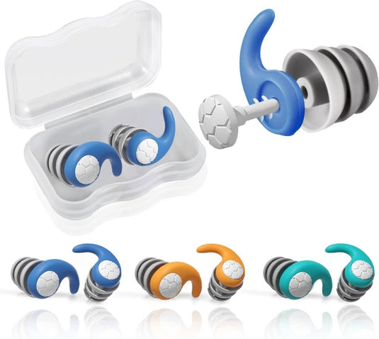 Ervaar comfort en bescherming met onze siliconen zwemoordoppen in blauw, oranje, teal, en grijs. Ze hebben een spiraalontwerp met vin-achtige bevestiging en worden individueel of als paar geleverd in een draaghoes voor ruisonderdrukking en waterdichtheid.