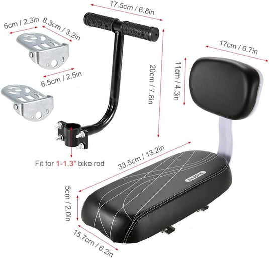 Product: 🚴♂️ Comfortabel en veilig achterop! Inclusief zwart gevoerd peuterzitje, rugleuning, voetsteunen en T-stuur. Geschikt voor de bagagedrager. Afmetingen en installatie-instructies zijn op elk onderdeel te zien.
