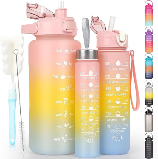 💧 Complete hydratieset – 3 stuks waterflessen voor elke gelegenheid! 🚀 - happygetfit.com