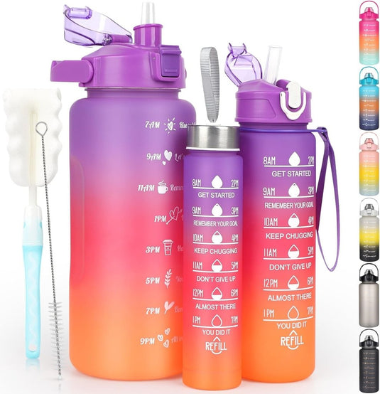 💧 Complete hydratieset – 3 stuks waterflessen voor elke gelegenheid! 🚀 - happygetfit.com