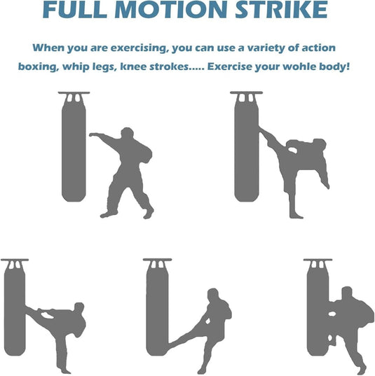 Ontdek silhouetten van vechtsporttrappen op onze rode bokszak van synthetisch leer, ontworpen om uw volledige lichaamstraining en -oefeningen te verbeteren.