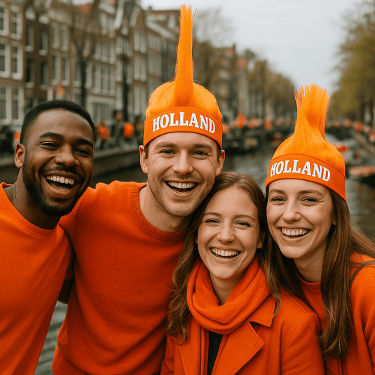 🎉 Val direct op in het oranje met de oranje hanenkam pruik 🦁 - happygetfit.com