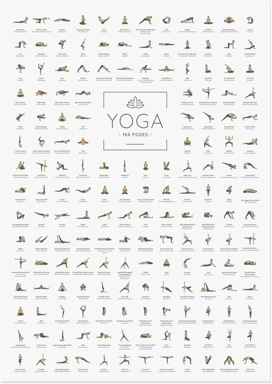 🧘♀️ Yoga poster – 168 houdingen voor inspiratie, focus en dagelijkse flow 🌿 - happygetfit.com