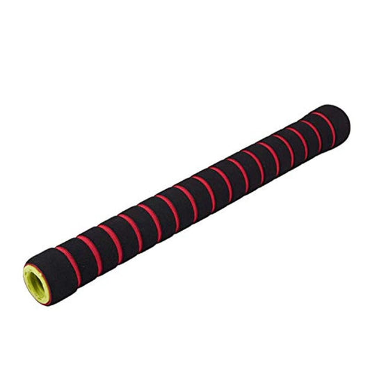 Zwart en rood Verbeter je krachttrainingsroutine met de halterstang voor dumbbells en barbells, geïsoleerd op een witte achtergrond.