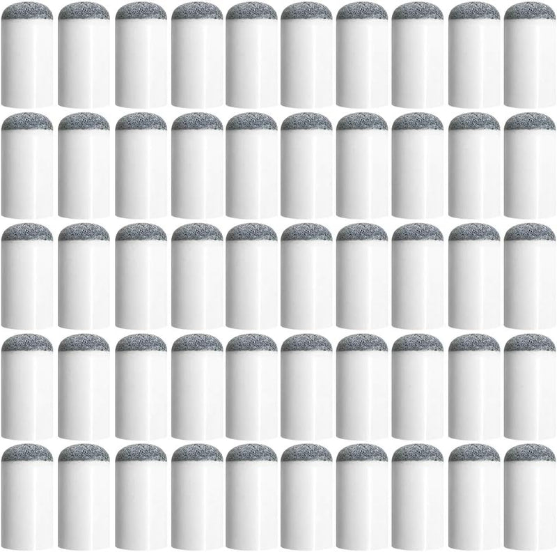 Laad afbeelding in Galerijviewer, Meerdere rijen witte cilindrische zoutvaatjes met grijze doppen gerangschikt in een rasterpatroon op een witte achtergrond, wat lijkt op netjes gerangschikte Slijp je biljartprestaties met deze schuif pomerans.
