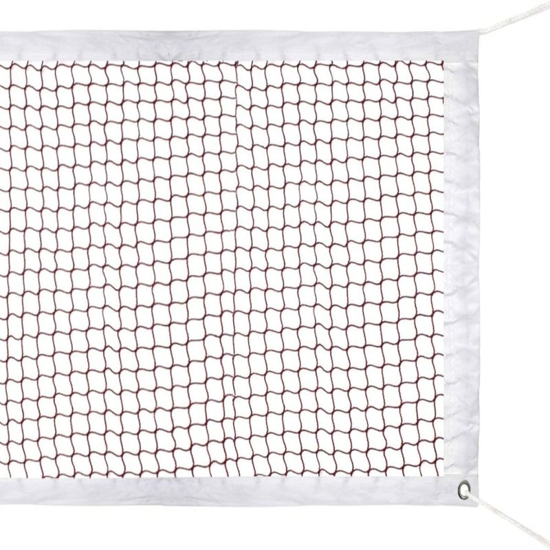 Laad afbeelding in Galerijviewer, Close-up van een wit Verbeter je badmintonspel met het gebruikelijke badmintonnet met een zeshoekig maaspatroon en een versterkte rand, geïsoleerd op een witte achtergrond.
