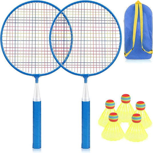 Kinderbadmintonset Speel overal en altijd met onze mobiele badmintonset voor kinderen, inclusief twee rackets, een draagtas en vier duurzame shuttles.