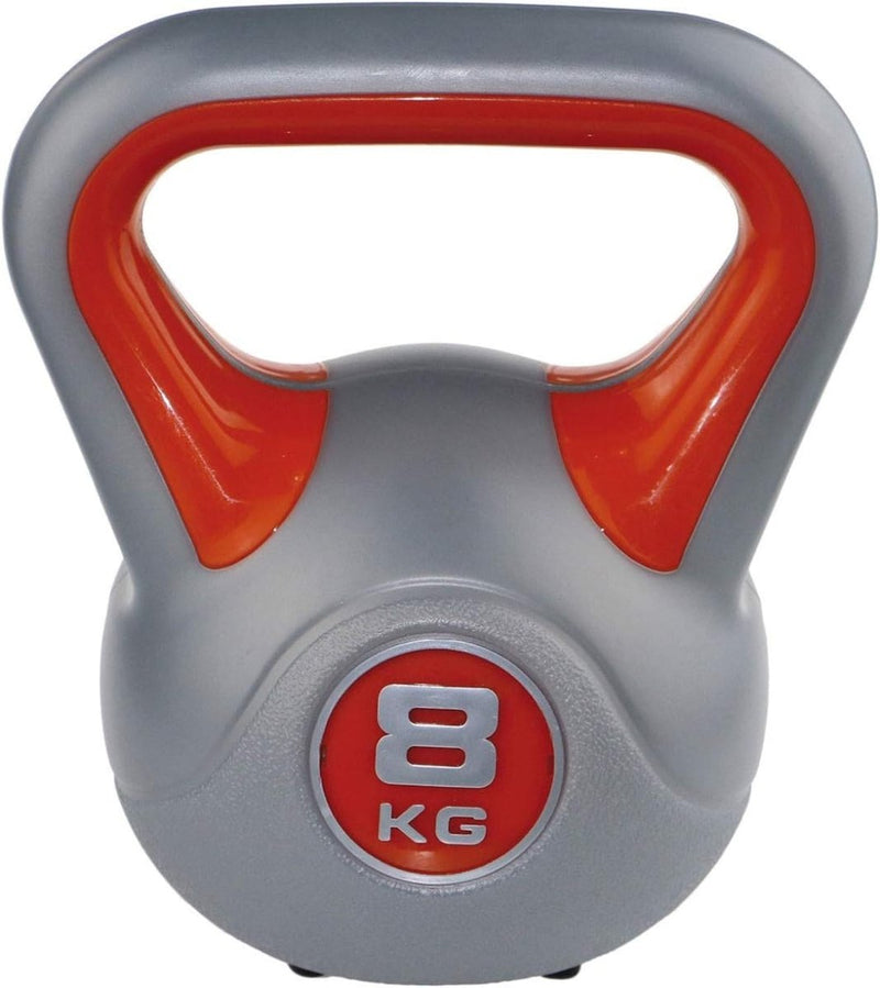 Laad afbeelding in Galerijviewer, Een 8 kg Berenike kettlebell met oranje accenten, perfect voor full-body training in je homegym.
