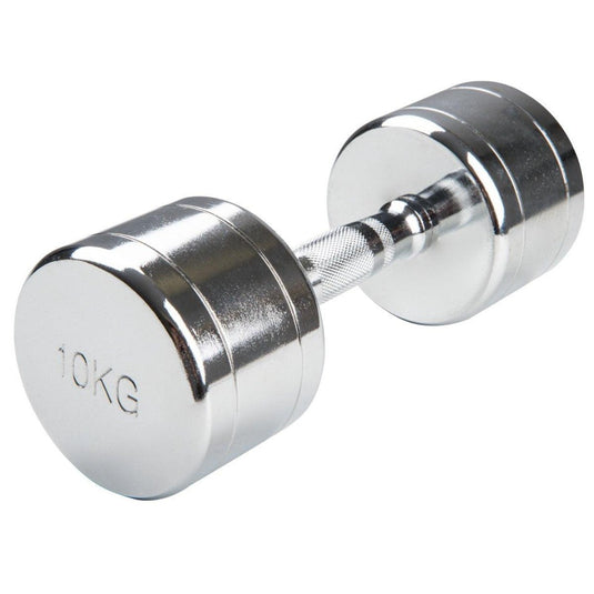 De Transformeer je training met de veelzijdige chroom halters gewichten beschikt over een 10kg glanzende chromen dumbbell met een comfortabele handgreep, ideaal voor krachttraining.