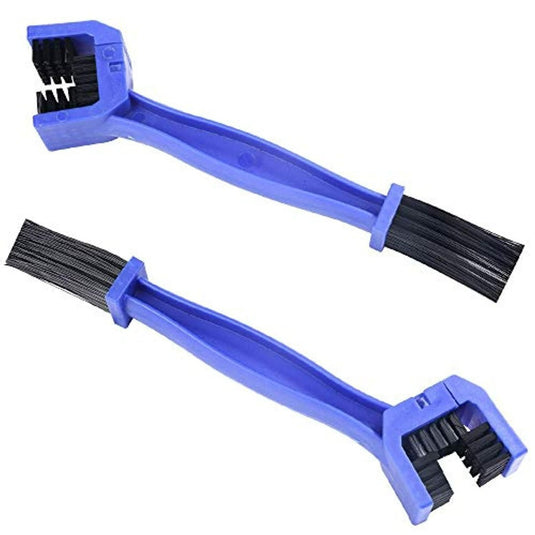 Twee blauwe fietskettingreinigingsborstels met handvatten voor professionele reiniging.