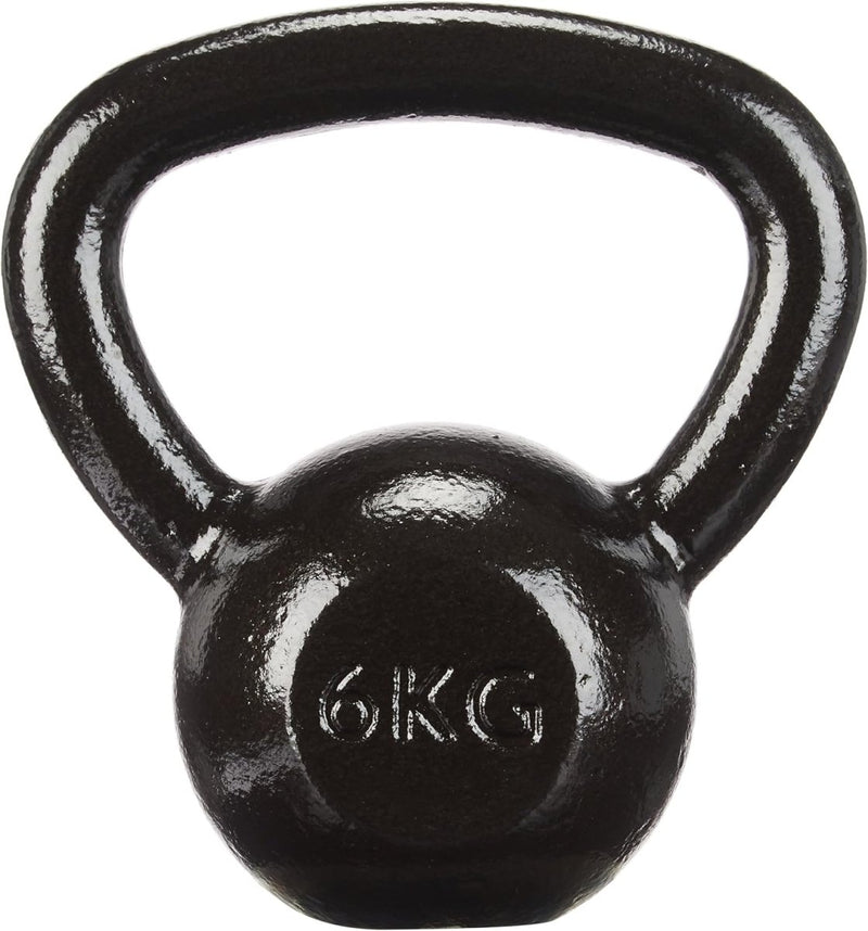 Laad afbeelding in Galerijviewer, Een 6 kg duurzame zwarte Ultimate Kettlebell tegen een witte achtergrond.
