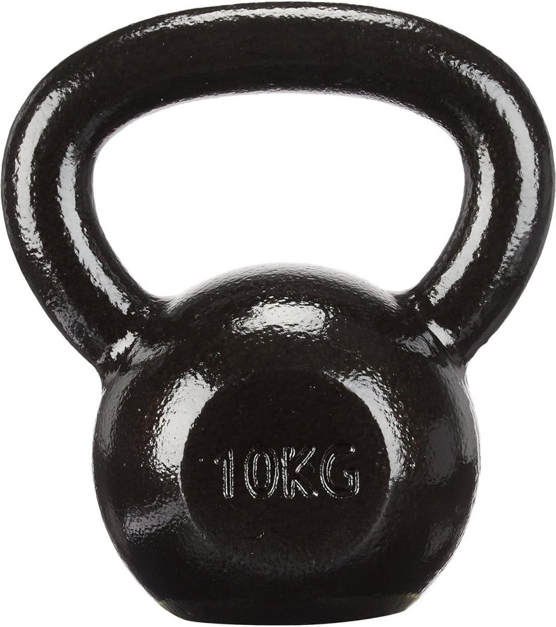 Laad afbeelding in Galerijviewer, Een zwarte Kettlebell van 10 kg: de ultieme fitnesstool voor iedereen tegen een witte achtergrond.
