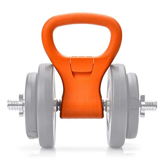 Verstelbare kettlebell met afneembare gewichten en een oranje Kettlebell handgreep: Het ultieme fitnessaccessoire voor thuistraining.