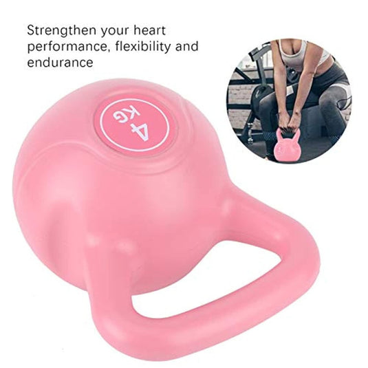 Pink Ontketen je kracht en bereik nieuwe hoogtes in je training met een wraparound hendel, tekst die hartprestaties en flexibiliteit promoot, en een ingesloten afbeelding van een persoon die oefent met een implementatie kettlebell.