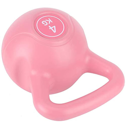 Roze siliconen ring met een neerwaarts pijlsymbool bovenaan, ontworpen voor het hanteren van warme of moeilijk vast te pakken voorwerpen tijdens een 4KG Kettlebell-training.
