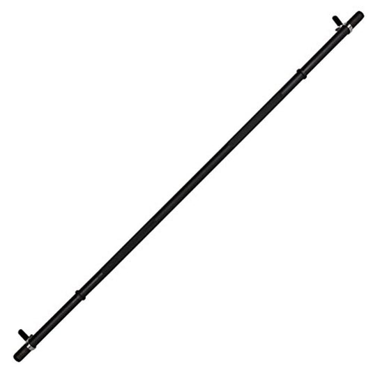 Zin met productnaam: Zwarte halterstang met veersluiting voor professionele gebruikers, eventueel een monopod of wandelstok, gemaakt van hoogwaardig staal, geïsoleerd tegen een witte achtergrond.