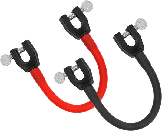 Twee skitipconnectoren, een rode en een zwarte, tegen een witte achtergrond.
Productnaam: Leer je kinderen skiën met deze skitipconnector