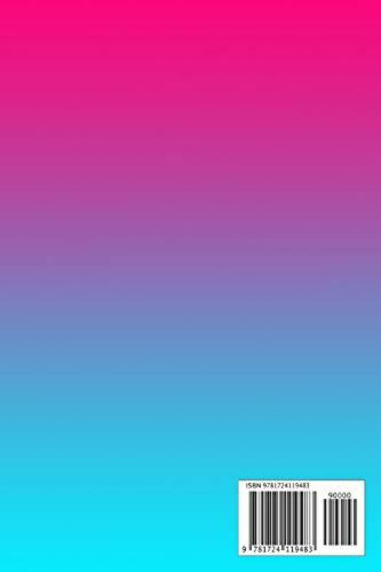 Achtergrond met kleurovergang die overgaat van roze naar blauw met een ISBN-streepjescode middenonder op een turquoise veld ontworpen voor een Love: Great Kettlebell Love Journal.