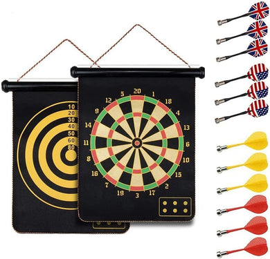 Dubbelzijdig magnetisch dartbord met darts met ontwerpen van de UK en US vlag, veilig voor kinderen.