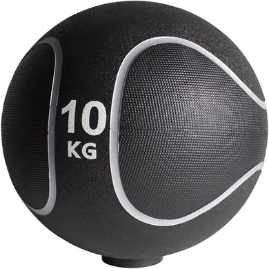 Een Medicijnbal 10 kg met gestructureerd oppervlak.