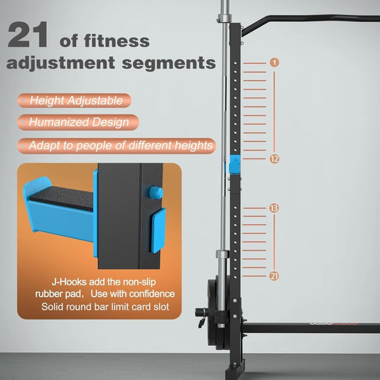 Verstelbare fitness barbell rek met veiligheidskenmerken, hoogteaanpassingsopties en een Multifunctioneel squatrek: train je hele lichaam thuis.