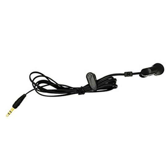 Een zwarte fitnesshartslagmeter met oorclip voor optimale prestaties met een lange kabel en een 3,5 mm jackplug, netjes geordend met kabelbinder, voorzien van realtime monitoringmogelijkheden.