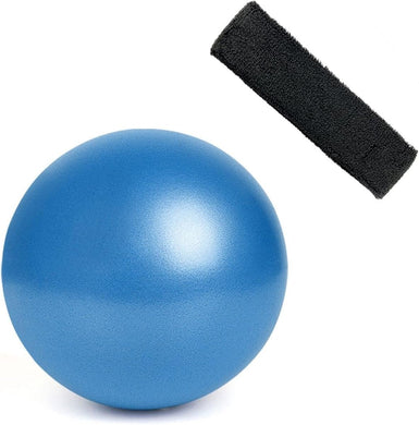 Blauwe Pilates bal: de perfecte manier om je lichaam te trainen en je lichaamsvorm te verbeteren met een zwarte band.