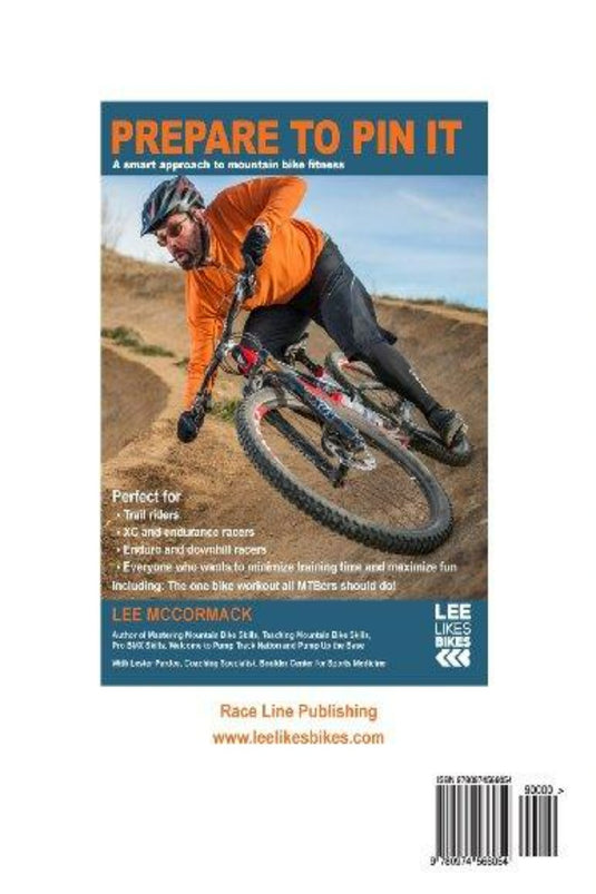 Op de cover van het tijdschrift "Prepare to Pin It: A smart approach to mountainbike fitness: 2" is te zien hoe Lee McCormack een dynamische mountainbikemanoeuvre uitvoert op een onverharde weg.