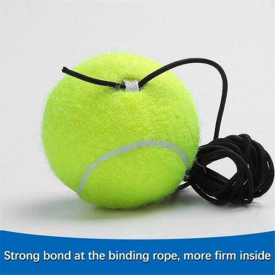 Een Tennistrainer - Zelfstudie tennistraining voor beginners en volwassenen bal met een elastisch koord er doorheen, op de markt gebracht met een sterke binding aan het bindtouw.
