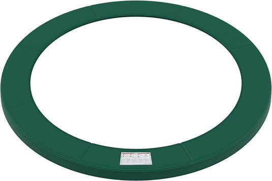 Een groene ronde trampoline veiligheidsrand met een wit label middenonder bevestigd.
Breng je trampoline tot leven met onze trampoline rand haalbaar!