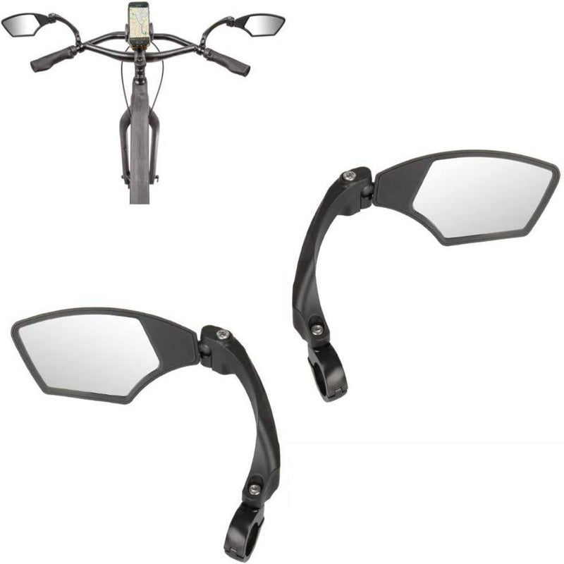 Laad afbeelding in Galerijviewer, Assortiment Verstelbare fietsspiegelset afgebeeld vanuit verschillende hoeken, ontworpen voor eenvoudige installatie.
