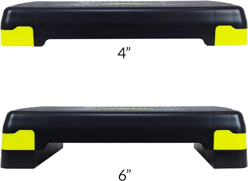 Laad afbeelding in Galerijviewer, Verstelbaar aerobics stepper platform met antislip oppervlak en twee hoogteniveaus, 4 inch en 6 inch, voor een complete workout.

