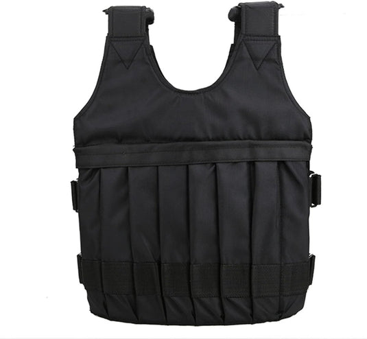 Een zwart tactisch vest met zakken aan de voorkant en verstelbare bandjes aan de zijkant, perfect voor thuis sporten. Dit