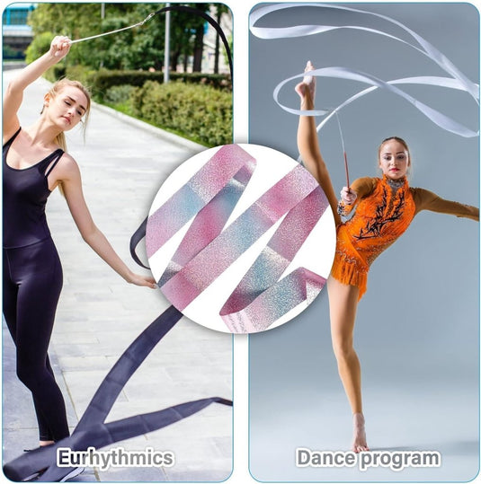 10 stuks dansbanden voor kinderen, gymnastiekband met stang van 2 m, ritmische sportgymnastiekband, lange dansen, swingband, wervelband, dansen, streamer, dansband, luchtslangen voor gym, circus, - happygetfit.com