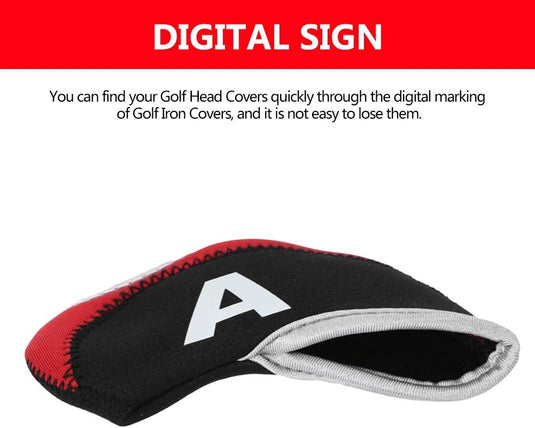 10 stuks Golfclubhoofd, Golfclub Putter-hoofdbedekking, Golfkap, Golfkophoes, IJzerafdekking, Golf met cijfers (rood) - happygetfit.com