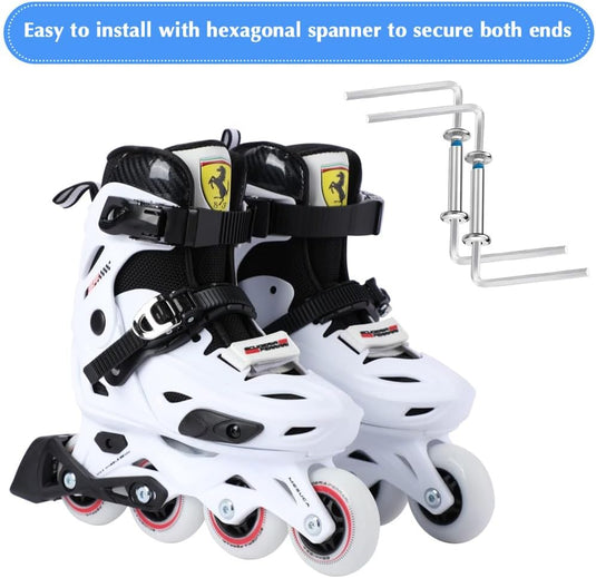 12 schroeven voor schaatsen en 2 moersleutels voor inline skates, accessoires voor schaatsen, reserveonderdelen voor de reparatie van inline skates, kofferwielen - happygetfit.com
