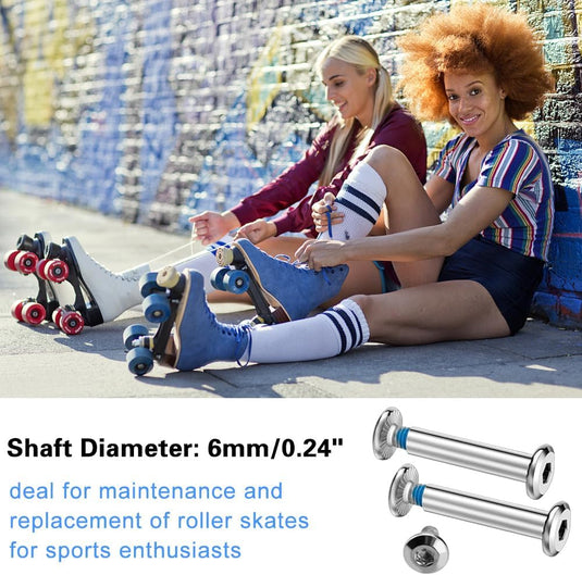 12 schroeven voor schaatsen en 2 moersleutels voor inline skates, accessoires voor schaatsen, reserveonderdelen voor de reparatie van inline skates, kofferwielen - happygetfit.com