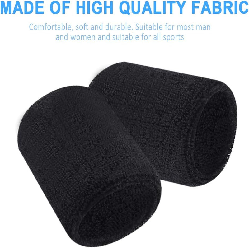 Load image into Gallery viewer, 12 stuks absorberende zweetbanden voor dames en heren, zwart, katoen, polsbanden voor sport, basketbal, hardlopen, fietsen, joggen, voetbal, tennis - happygetfit.com
