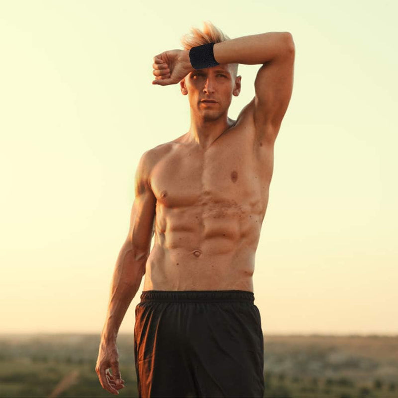 Load image into Gallery viewer, 12 stuks absorberende zweetbanden voor dames en heren, zwart, katoen, polsbanden voor sport, basketbal, hardlopen, fietsen, joggen, voetbal, tennis - happygetfit.com
