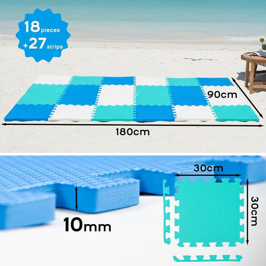 18 stuks (30 x 30 cm) in elkaar te zetten vloermatten, beschermende vloermatten, puzzelmatten, zachte schuimstofmatten, speelmatten, turnmatten - happygetfit.com