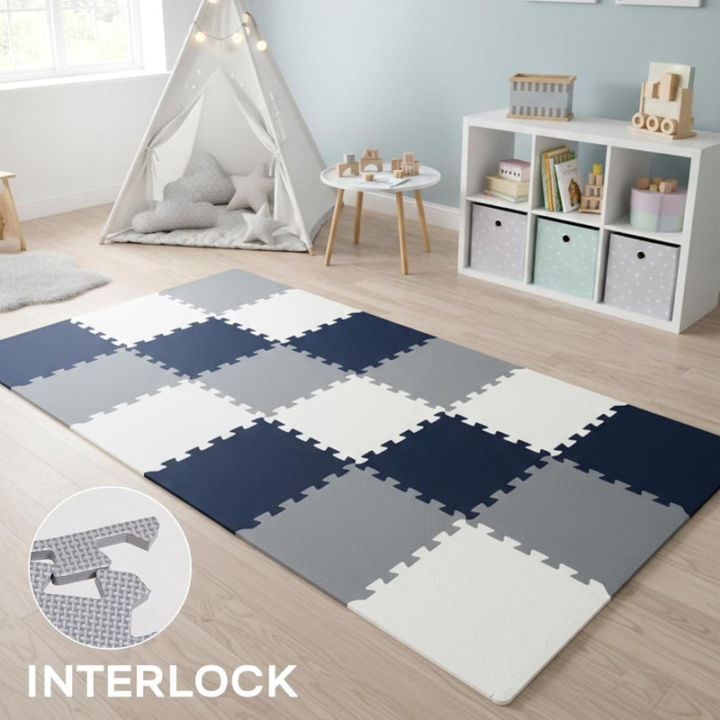 Load image into Gallery viewer, 18 stuks (30 x 30 cm) in elkaar te zetten vloermatten, beschermende vloermatten, puzzelmatten, zachte schuimstofmatten, speelmatten, turnmatten - happygetfit.com
