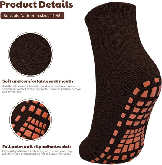 2 paar dames heren antislip grip sokken ABS sport sokken voor yoga pilates barre trampoline fitness vechtsporten ziekenhuis thuis wandelen sokken met handgrepen - happygetfit.com