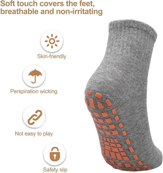 2 paar dames heren antislip grip sokken ABS sport sokken voor yoga pilates barre trampoline fitness vechtsporten ziekenhuis thuis wandelen sokken met handgrepen - happygetfit.com