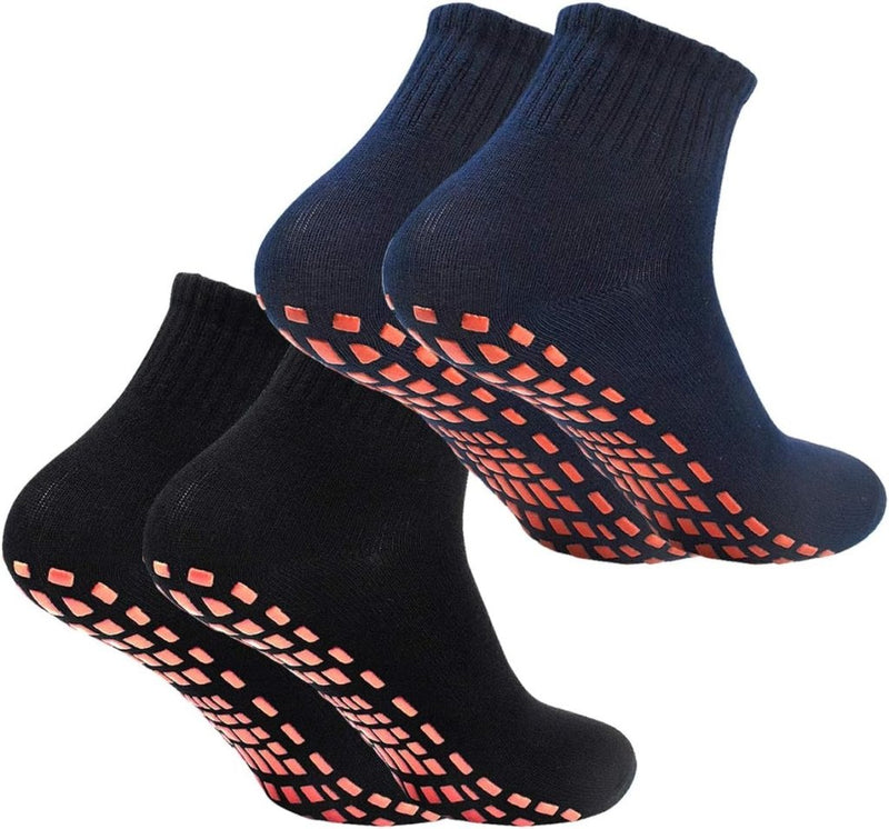 Load image into Gallery viewer, 2 paar dames heren antislip grip sokken ABS sport sokken voor yoga pilates barre trampoline fitness vechtsporten ziekenhuis thuis wandelen sokken met handgrepen - happygetfit.com
