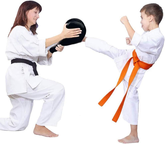 2 Pack Taekwondo Dubbele Kick Pads - Duurzaam Strike Boksen en Vechtsporten Apparatuur voor Karate Kickboksen MMA Praktijk - Voor Kinderen Jeugd Volwassen - happygetfit.com