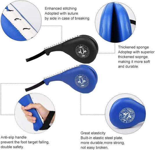 2 Pack Taekwondo Dubbele Kick Pads - Duurzaam Strike Boksen en Vechtsporten Apparatuur voor Karate Kickboksen MMA Praktijk - Voor Kinderen Jeugd Volwassen - happygetfit.com