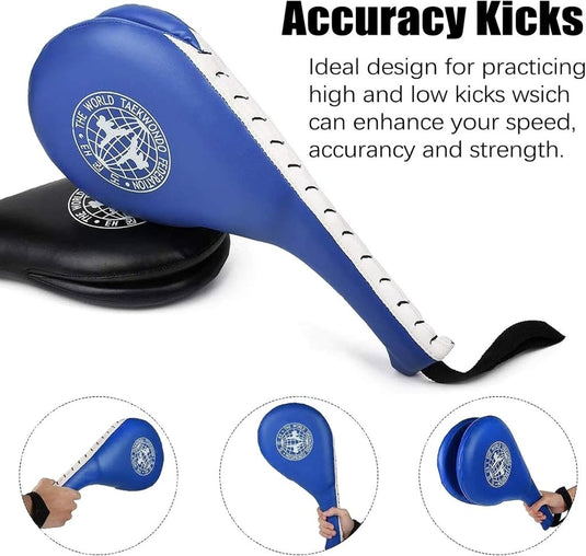 2 Pack Taekwondo Dubbele Kick Pads - Duurzaam Strike Boksen en Vechtsporten Apparatuur voor Karate Kickboksen MMA Praktijk - Voor Kinderen Jeugd Volwassen - happygetfit.com