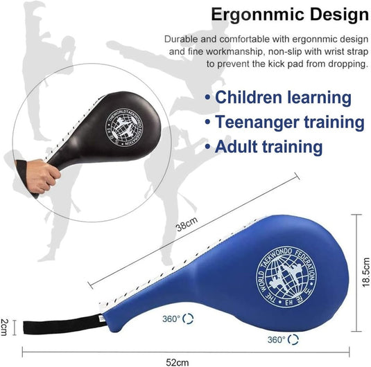 2 Pack Taekwondo Dubbele Kick Pads - Duurzaam Strike Boksen en Vechtsporten Apparatuur voor Karate Kickboksen MMA Praktijk - Voor Kinderen Jeugd Volwassen - happygetfit.com