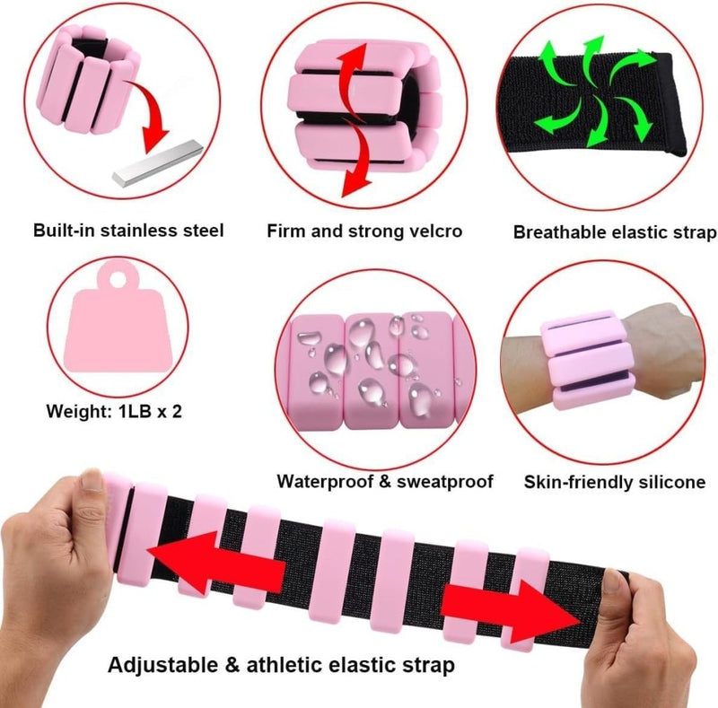Load image into Gallery viewer, 2 stuks verstelbare polsgewichten enkelgewichten voor oefeningen wandelen joggen yoga aerobics pilates gewichtsarmband fitnessarmband (14-23 cm) - happygetfit.com
