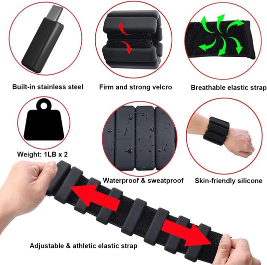 2 stuks verstelbare polsgewichten enkelgewichten voor oefeningen wandelen joggen yoga aerobics pilates gewichtsarmband fitnessarmband (14-23 cm) - happygetfit.com